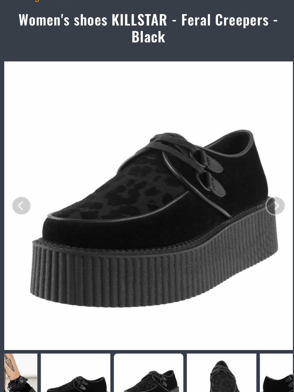 Killstar Black Velvet Feral Creeper Platform Shoes